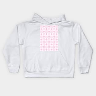 Retro Pink Checkered Floral Pattern Kids Hoodie